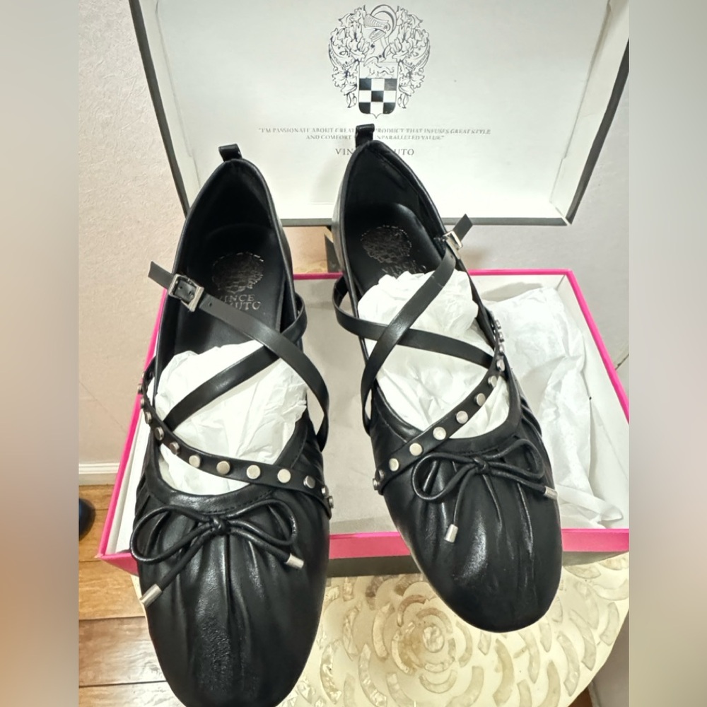 Vince Camuto Black Studded Flats